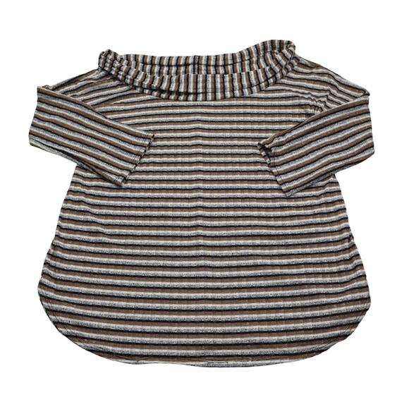 2Hearts Shirt Womens L Multicolor Long Sleeve Cowl Neck Striped Pullover - Picture 1 of 16